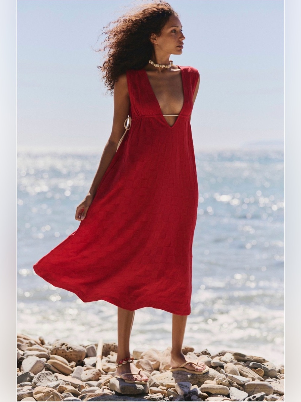 Free People free-est Red Tidebreaker Midi Dress - NWT Size XL